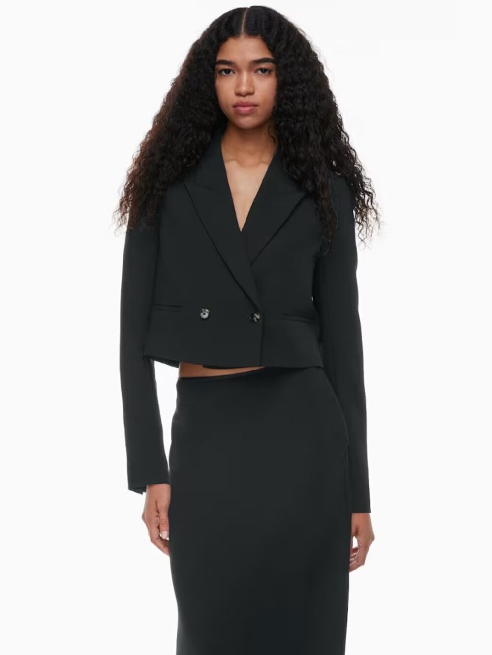 Aritzia Wilfred Destiny Waist Blazer Sz 2 Black Crepette Cropped